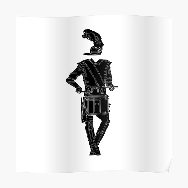 Black Marching Snare Outline Poster