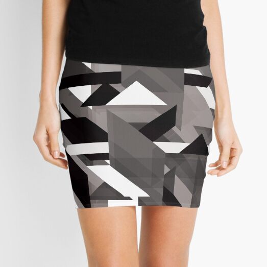 Abstract Geometry - Greyscale Mini Skirt