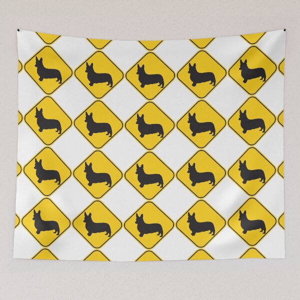 Item preview, Dog: Corgi crossing/caution road sign! designed and sold by ArtBart.