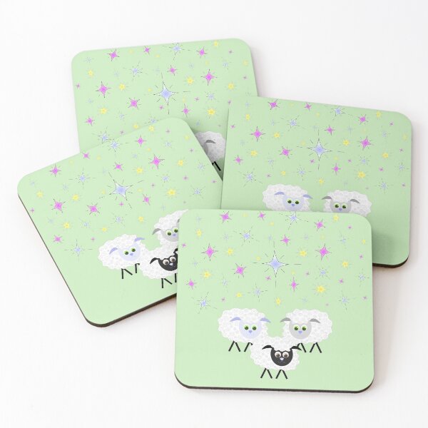 Item preview, Cute & Adorable Cartoon Sheep with Colorful Stars on Green designed and sold by Karen McFarland.