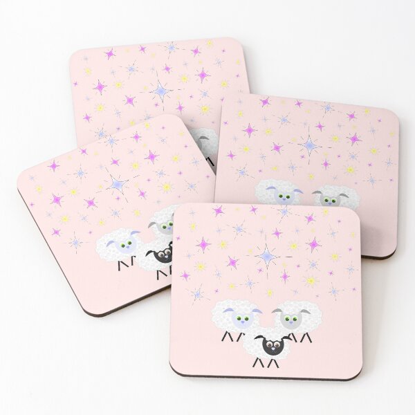 Item preview, Cute & Adorable Cartoon Sheep with Colorful Stars on Pink designed and sold by Karen McFarland.
