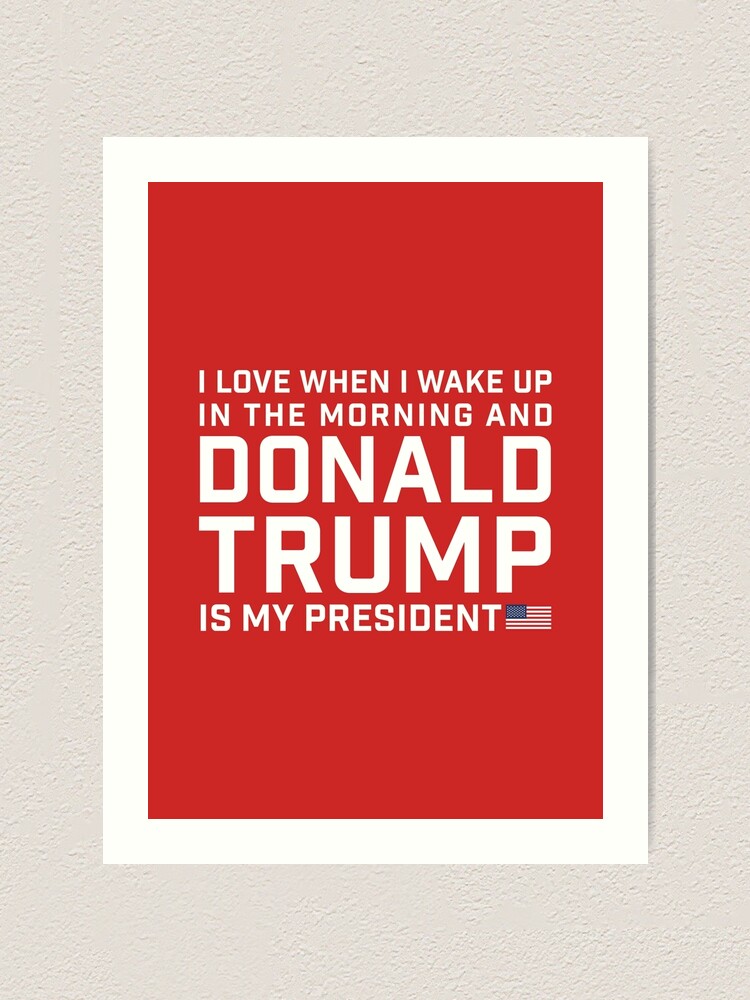 I love when I wake up and Donald Trump is my President red background and  funny mug USA flag HD HIGH QUALITY ONLINE STORE 