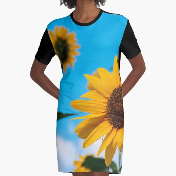 Sunflower and blue sky Graphic T-Shirt Dress