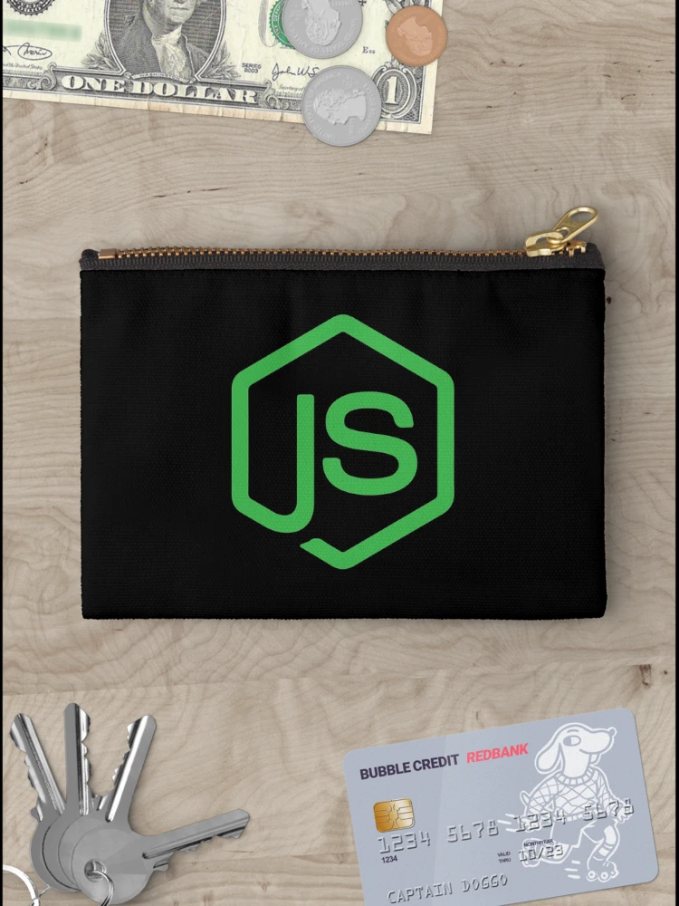 Thumbnail 3 of 4, Zipper Pouch, Nodejs logo JavaScript Web Developer designed and sold by alltheprints.