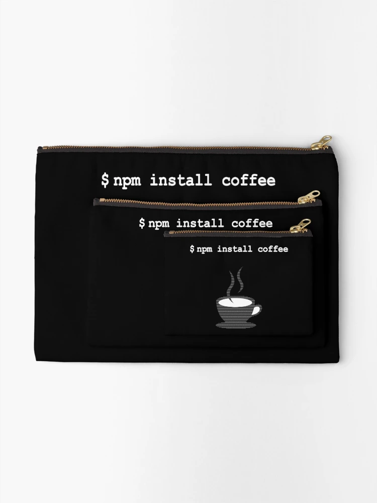 Thumbnail 2 of 4, Zipper Pouch, npm install coffee JavaScript Programmer designed and sold by alltheprints.