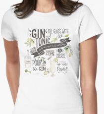 Gin Tonic Recipe In Watercolor Fitted T-Shirt