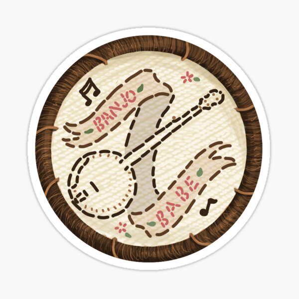 Banjo Babe Embroidery Style Patch Sticker