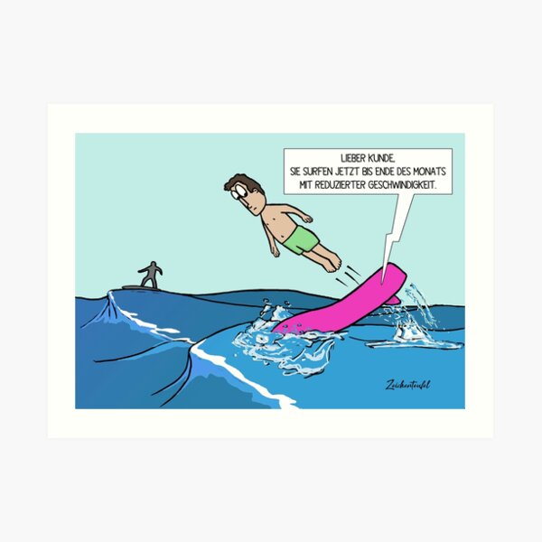 Zeichenteufel - Surfen mit reduzierter Geschwindigkeit Kunstdruck