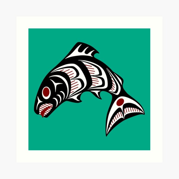Northwest Pacific coast Haida art Salmon Art Print