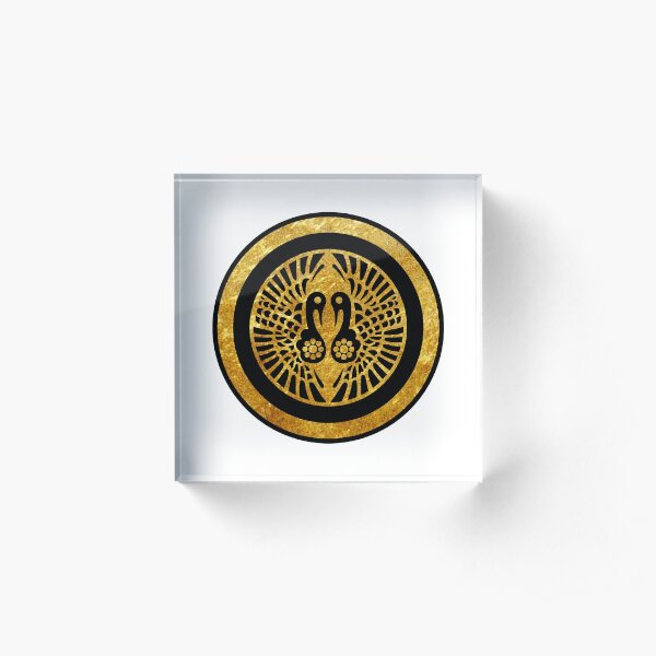 Ikko Ikki Mon Japanese clan in faux gold Acrylic Block
