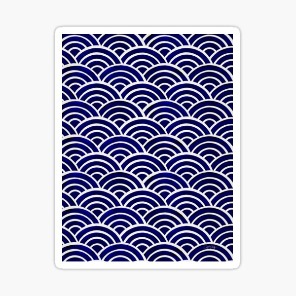 Japanese Seigaiha Wave – Navy Palette Sticker