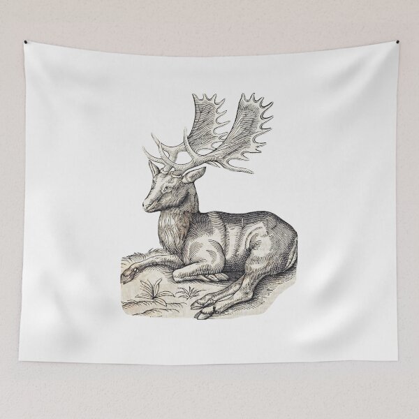 Item preview, woodcuts bestiary - fallow deer designed and sold by MagicDoorknob.