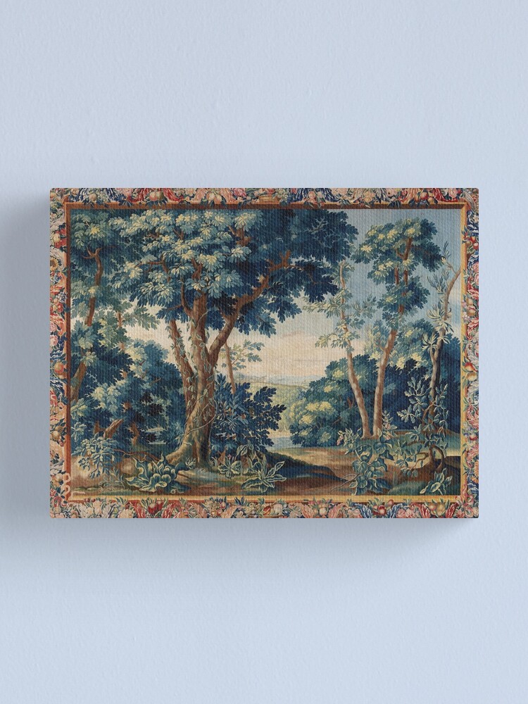 Alternate view of GREENERY, TREES IN WOODLAND LANDSCAPE Antique Flemish Tapestry Canvas Print