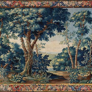 Artwork thumbnail, GREENERY, TREES IN WOODLAND LANDSCAPE Antique Flemish Tapestry by BulganLumini
