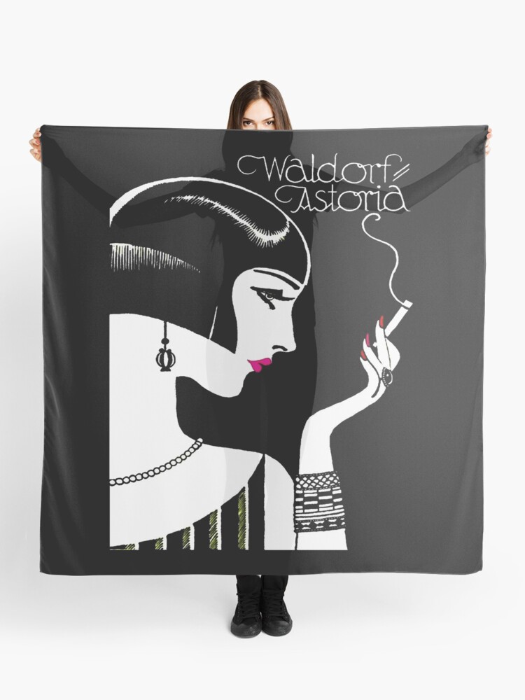 Thumbnail 1 of 3, Scarf, WALDORF ASTORIA : Vintage Hotel Advertising Print designed and sold by posterbobs.
