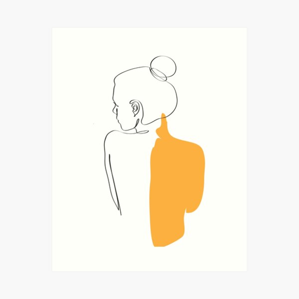 minimalist yellow woman  Art Print