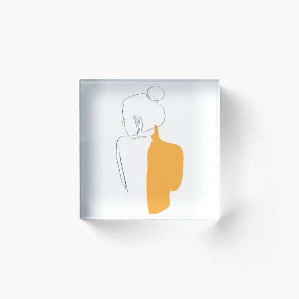 minimalist yellow woman Acrylic Block