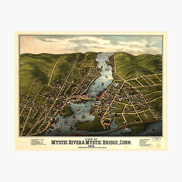 View of Mystic River & Mystic Bridge, Connecticut (1879) Photographic Print