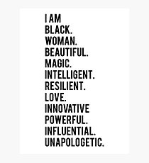 I Am Black Woman | African American | Black Lives Photographic Print