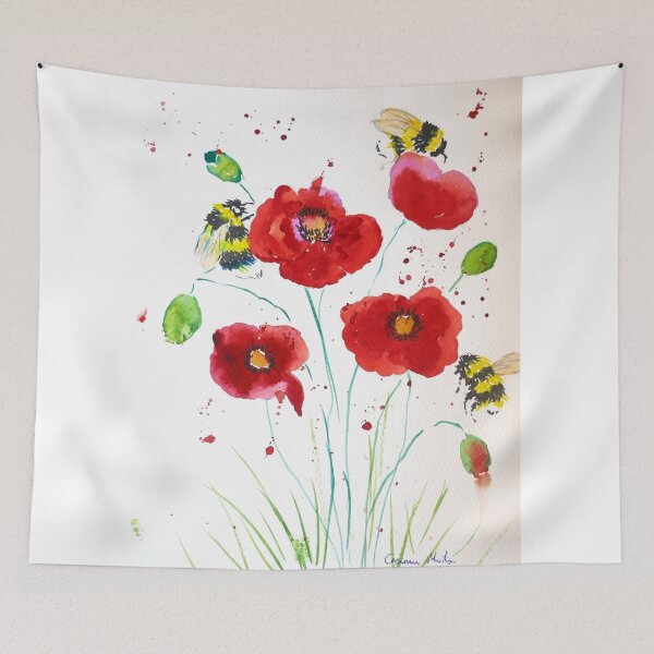Item preview, Bumble bees and Poppies designed and sold by Casimirasart.
