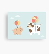 Pig & Cow - Two heavy friends Canvas Print
