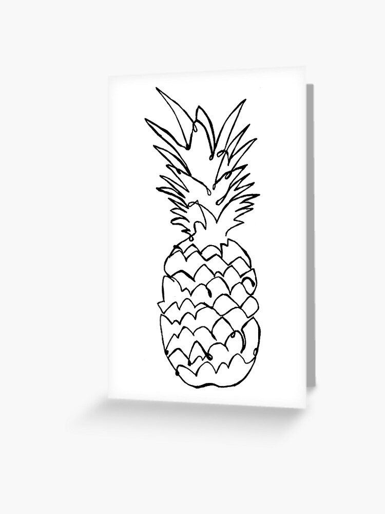 Single Line Pineapple Greeting Card By Kikicollagist Redbubble