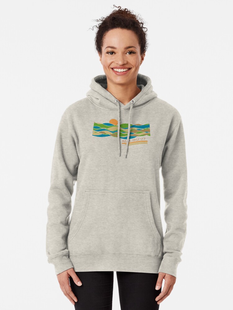 Alternate view of Malibu Beach Modern Vintage/Retro original design Pullover Hoodie