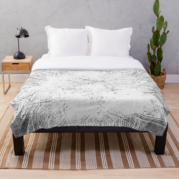 Monochrome Mandala Throw Blanket