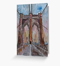 Brooklyn Bridge New York City - Cityscape - Watercolor Greeting Card