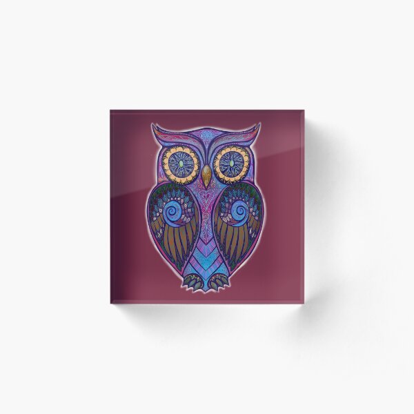 Ornate Owl 9 Acrylic Block