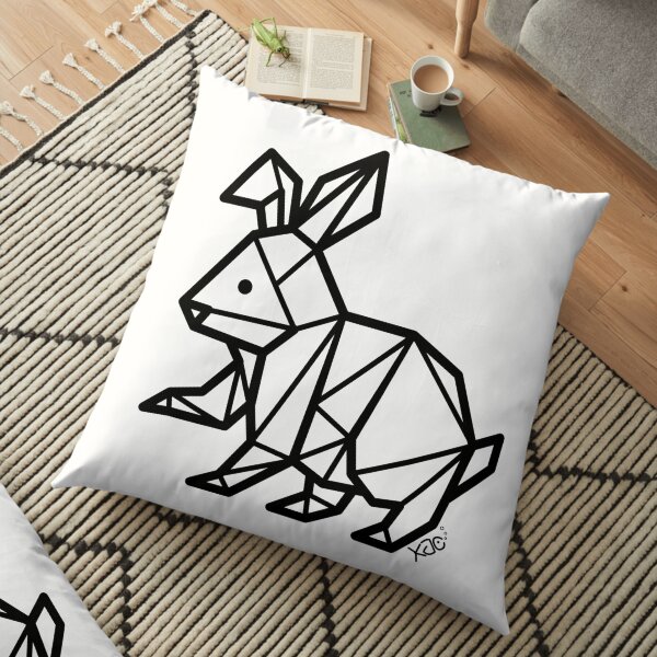 Geometric Bunny (Black Lines) Floor Pillow