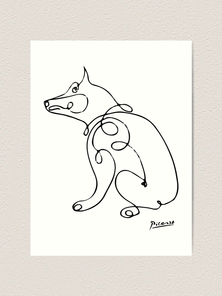 Pablo Picasso Dog Artowork Animals Line Sketch Tshirts Prints Posters Bags Men Women Kids Art Print