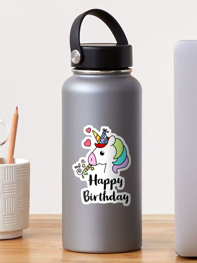 Happy Unicorn Personalized Water Bottle