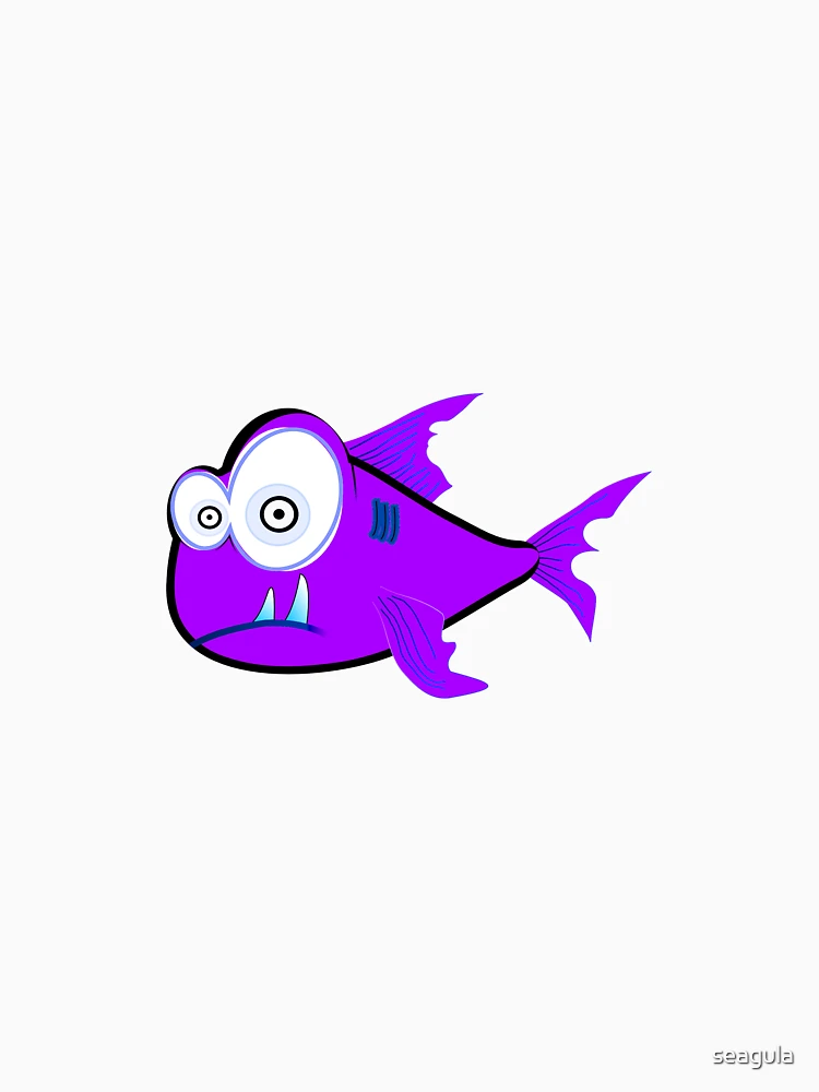 Purple fish with big eyes sharp teeth Essential T-Shirt for Sale