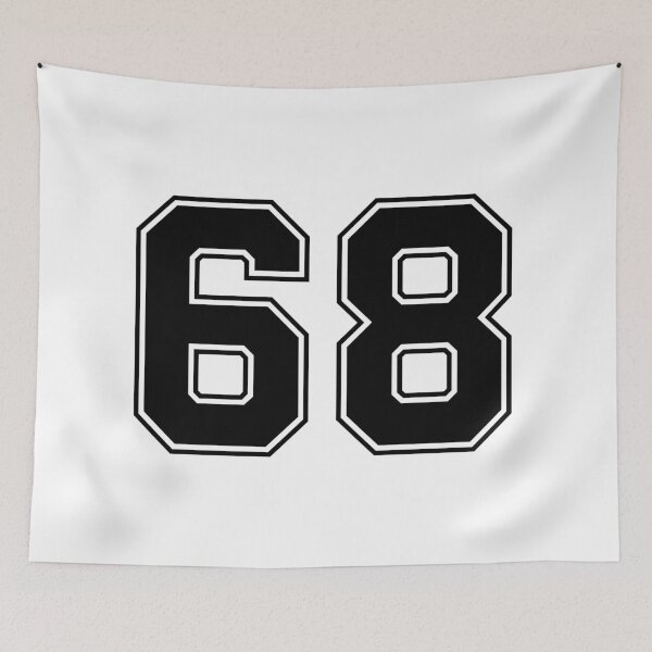 Item preview, 68 American Football Classic Vintage Sport Jersey Number in black number on white background for american football, baseball or basketball designed and sold by Marcin Adrian.