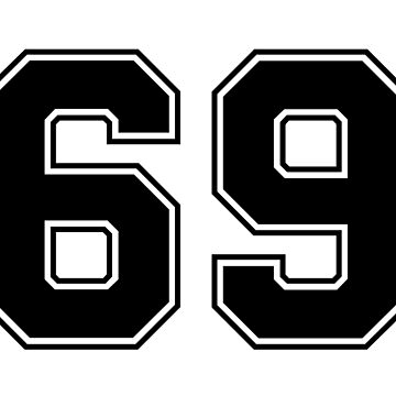 69 American Football Classic Sport Jersey Number in the Colors of