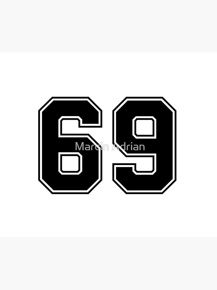 69 Classic Vintage Sport Jersey Number in Black Number on White