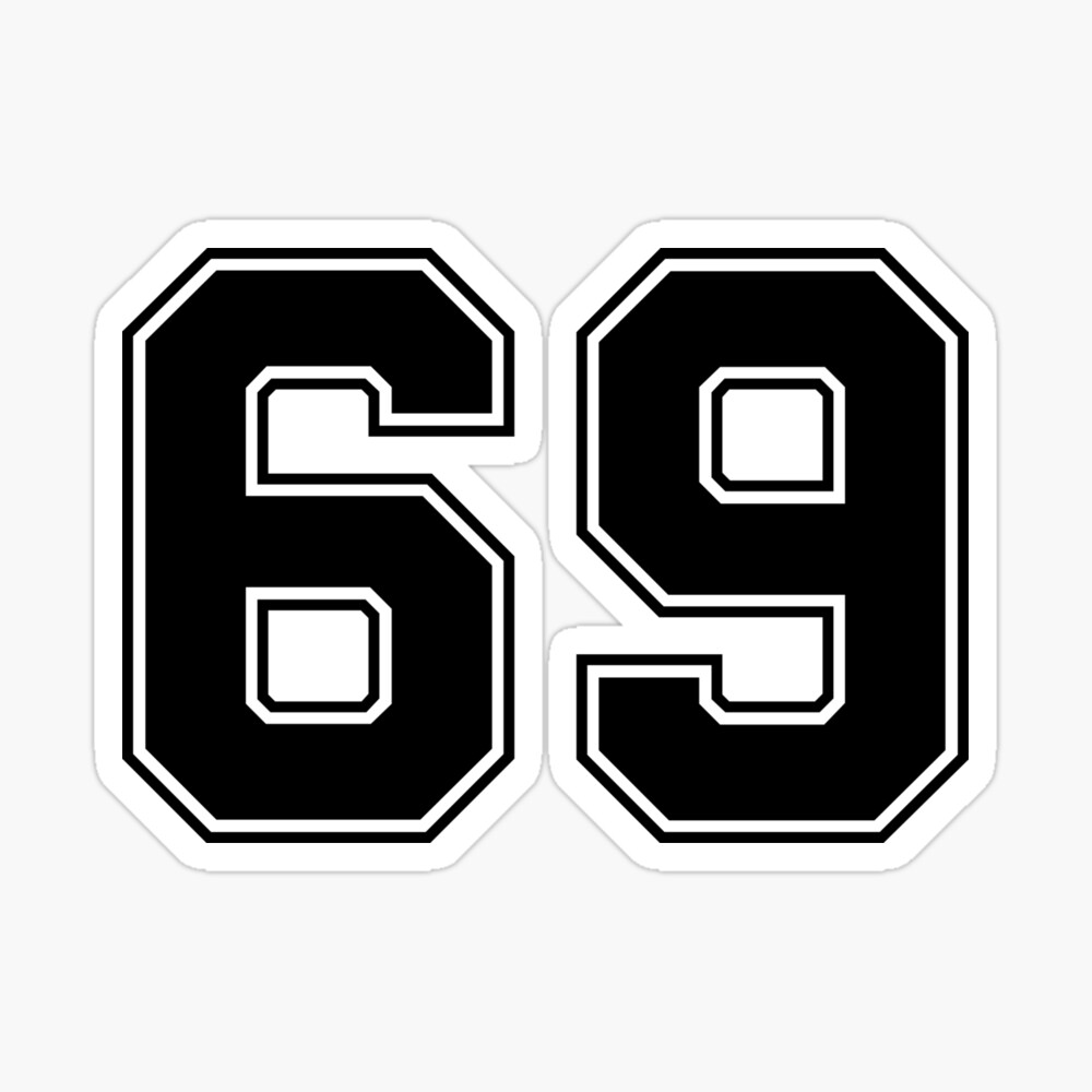 69 Classic Vintage Sport Jersey Number in Black Number on White