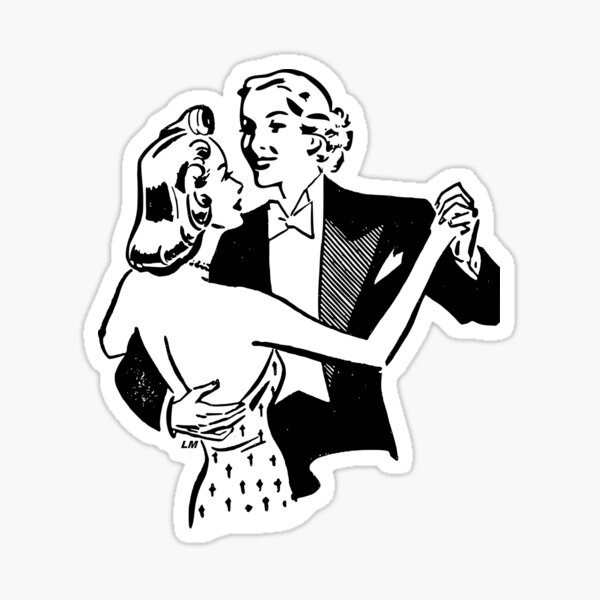 "M'accordez-vous cette danse?" Couple de lesbiennes rétro Sticker