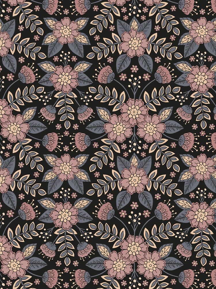 Mauve, Blue-Gray and Black Floral by somecallmebeth