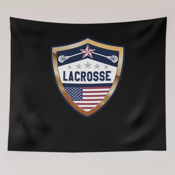 Item preview, Lacrosse T-Shirt with USA Flag Shield LAX Logo front shield designed and sold by fermo.