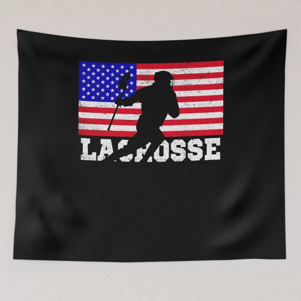 Item preview, Classic Lacrosse Player Silhouette on USA Flag T-Shirt designed and sold by fermo.