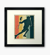 Lacrosse Payer Silhouette auf Vintage Farbpalette Gerahmtes Wandbild