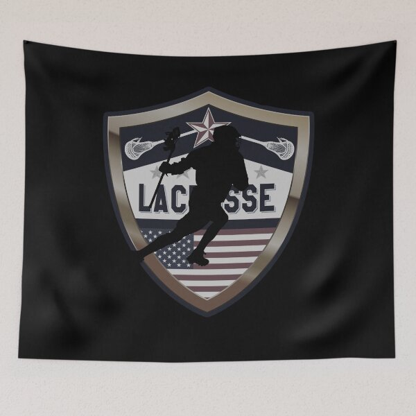Item preview, Vintage Lacrosse Player on USA Shield T-Shirt Lax T-Shirt designed and sold by fermo.