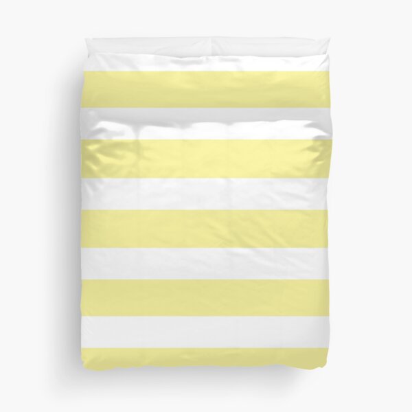 Lemon Ice Yellow and White Beach Striped  Duvet Cover