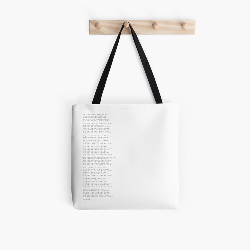 Only One Life C.T. Studd Full Poem Tote Bag for Sale by