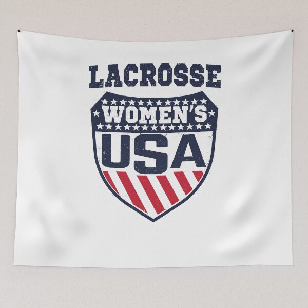 Item preview, USA Women's Lacrosse Shield T-Shirt Female Lax player designed and sold by fermo.