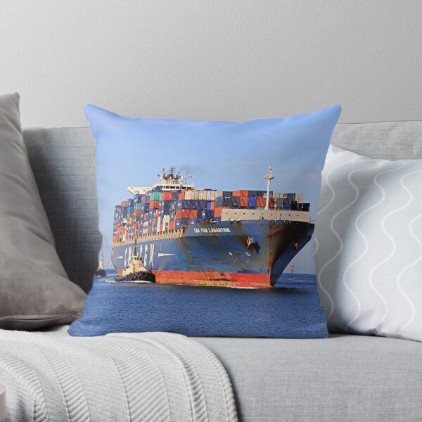 Lamartine container ship Throw Pillow