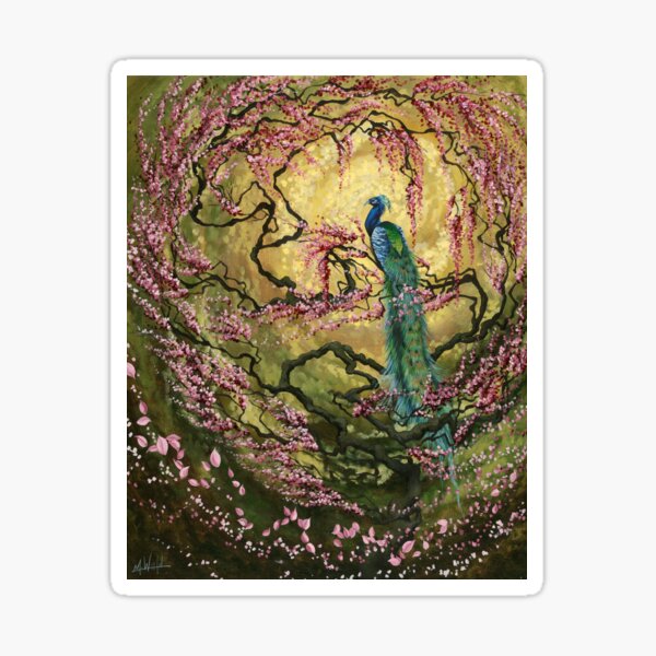 In Morning Light | Peacock and Blossoms Sticker