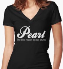 White Pearl Drums Women's Fitted V-Neck T-Shirt